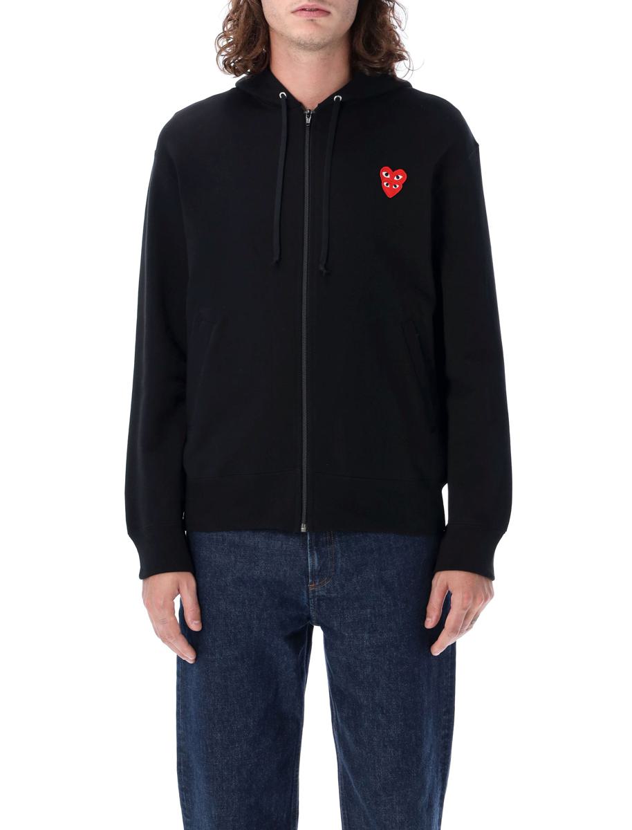 Comme Des Garçons Play Zipped Hoodie With Double Heart Patch