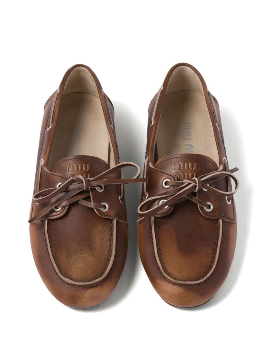Miu Miu Unlined Bleached Leather Loafers Shoes
