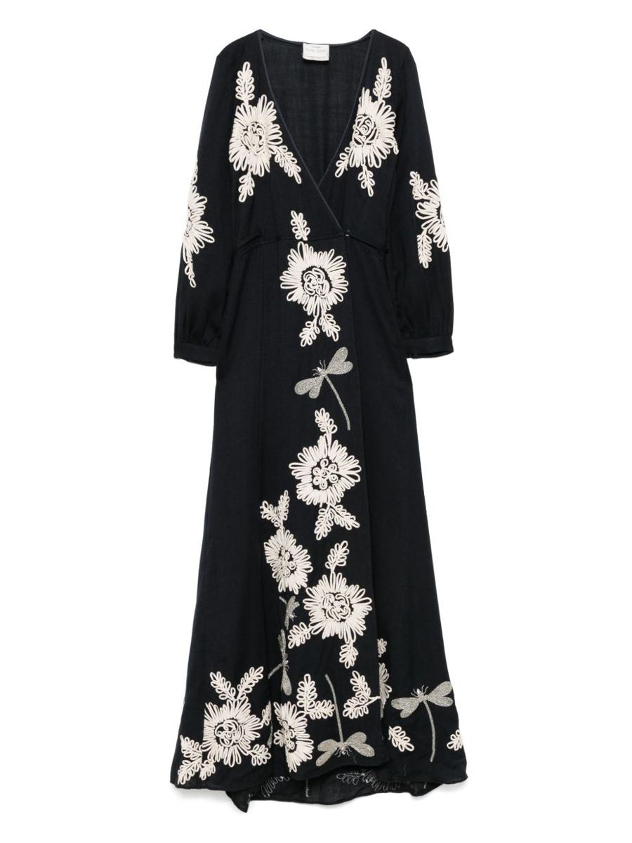 Forte_Forte Long Dress With Floral Embroidery