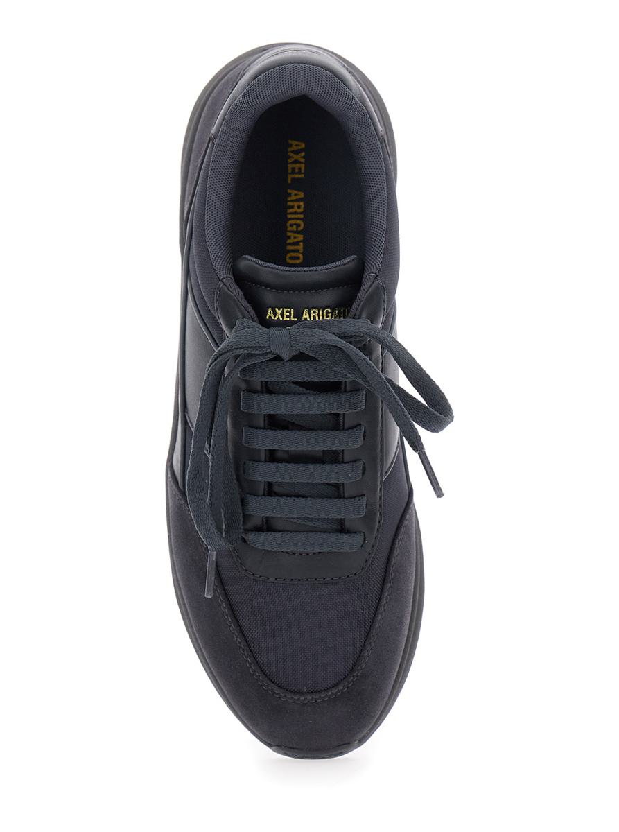 'Genesis Neo Runner' Black Low Top Sneakers With Logo Lettering On Tongue And Heel In Leather Blend Man