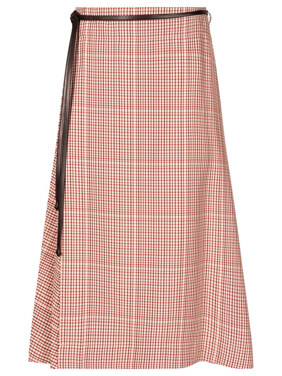 Bottega Veneta Check Tech Viscose Midi Skirt Clothing