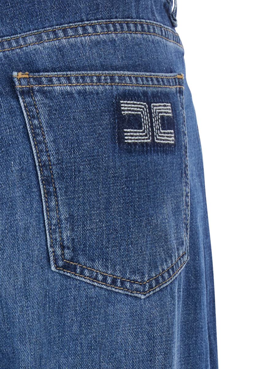 Blue Jeans With Logo Patch On The Rear And Logo Embroidery On The Rear In Denim Woman