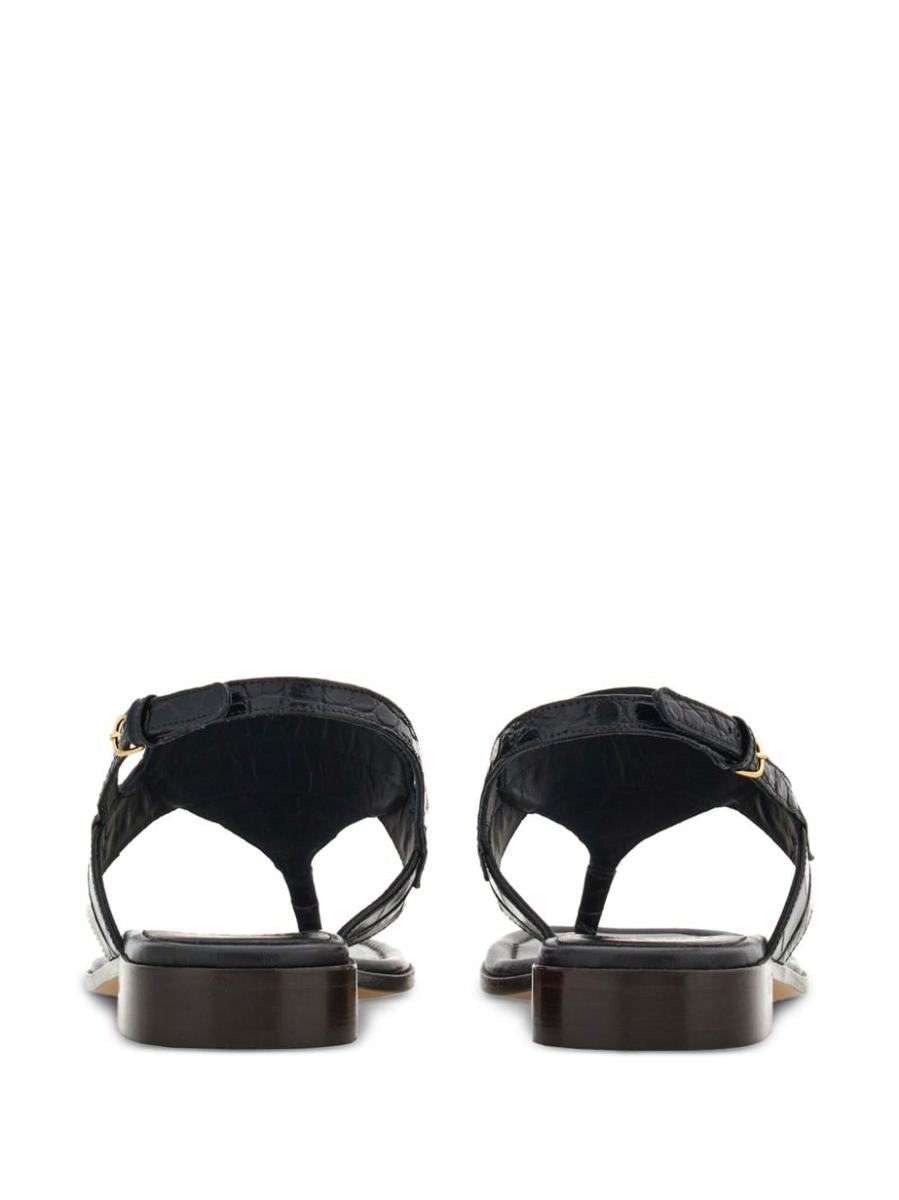 Salvatore Ferragamo Gancini Leather Thong Sandals