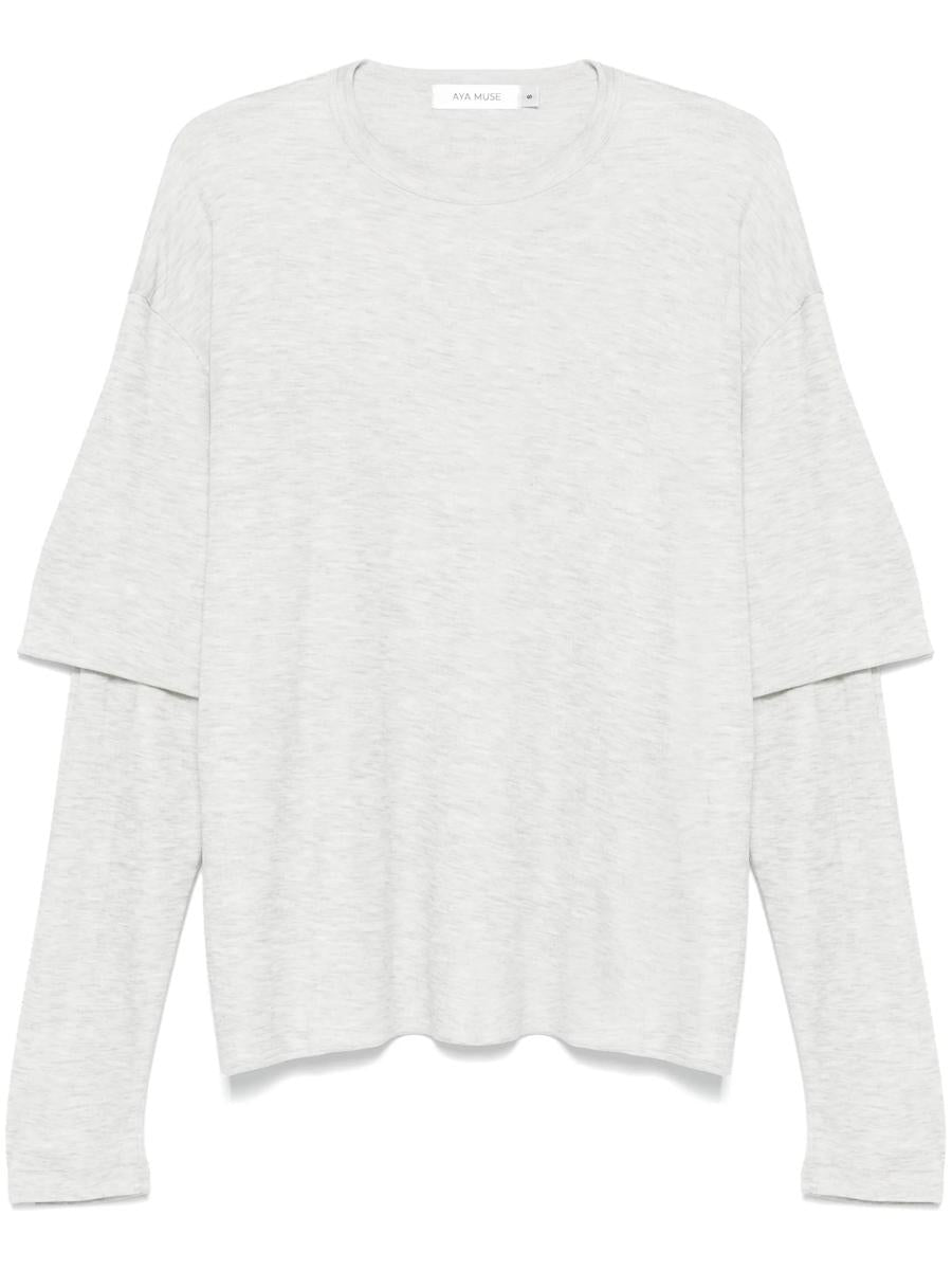 Aya Muse Ribbed Double Layer T-Shirt Clothing
