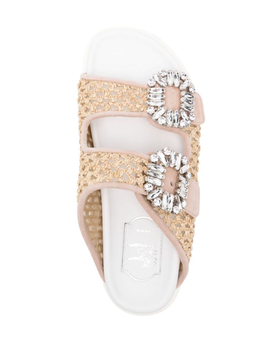 Roger Vivier Slidy Viv Raffia Sandals