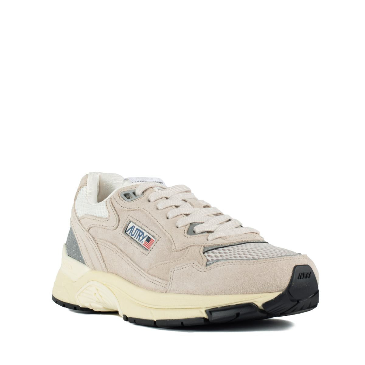 Autry Sand And Silver Mesh And Suede Hyperway Sneakers