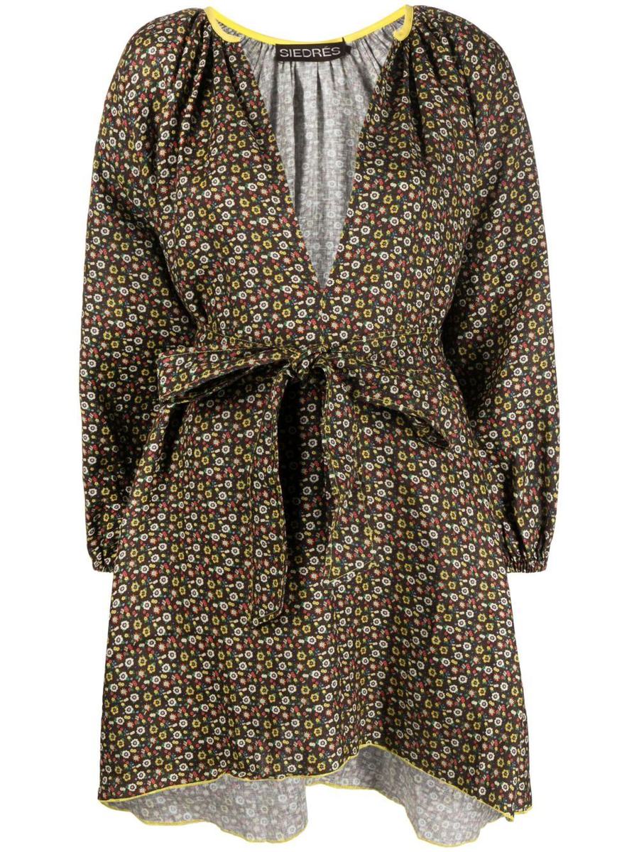 Siedres Printed Linen Mini Dress Clothing