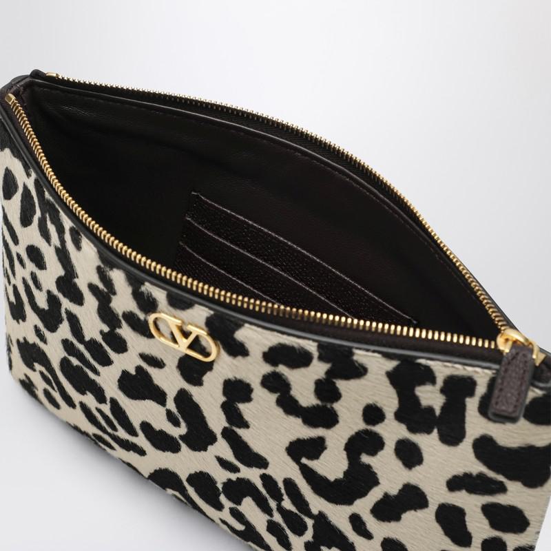 Valentino Garavani Animal-Print Pony-Effect Vlogo Signature Pouch