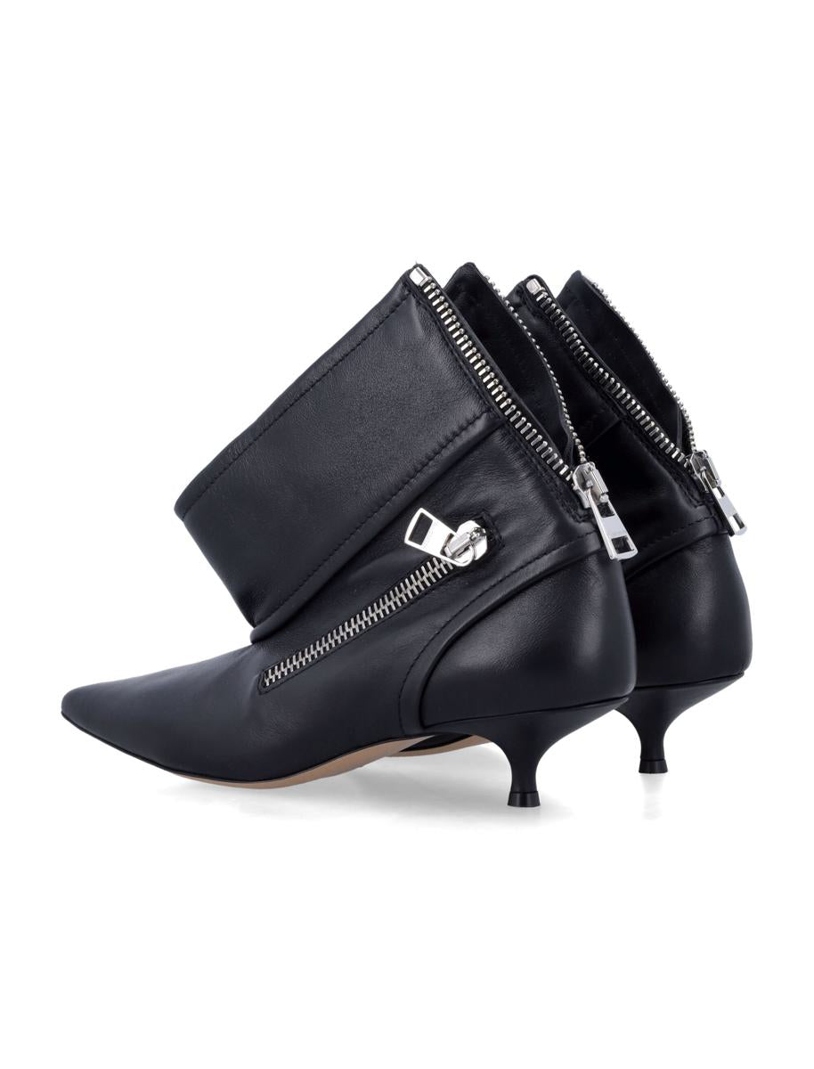 JW Anderson Black Leather Biker Kitten Heel Ankle Boot