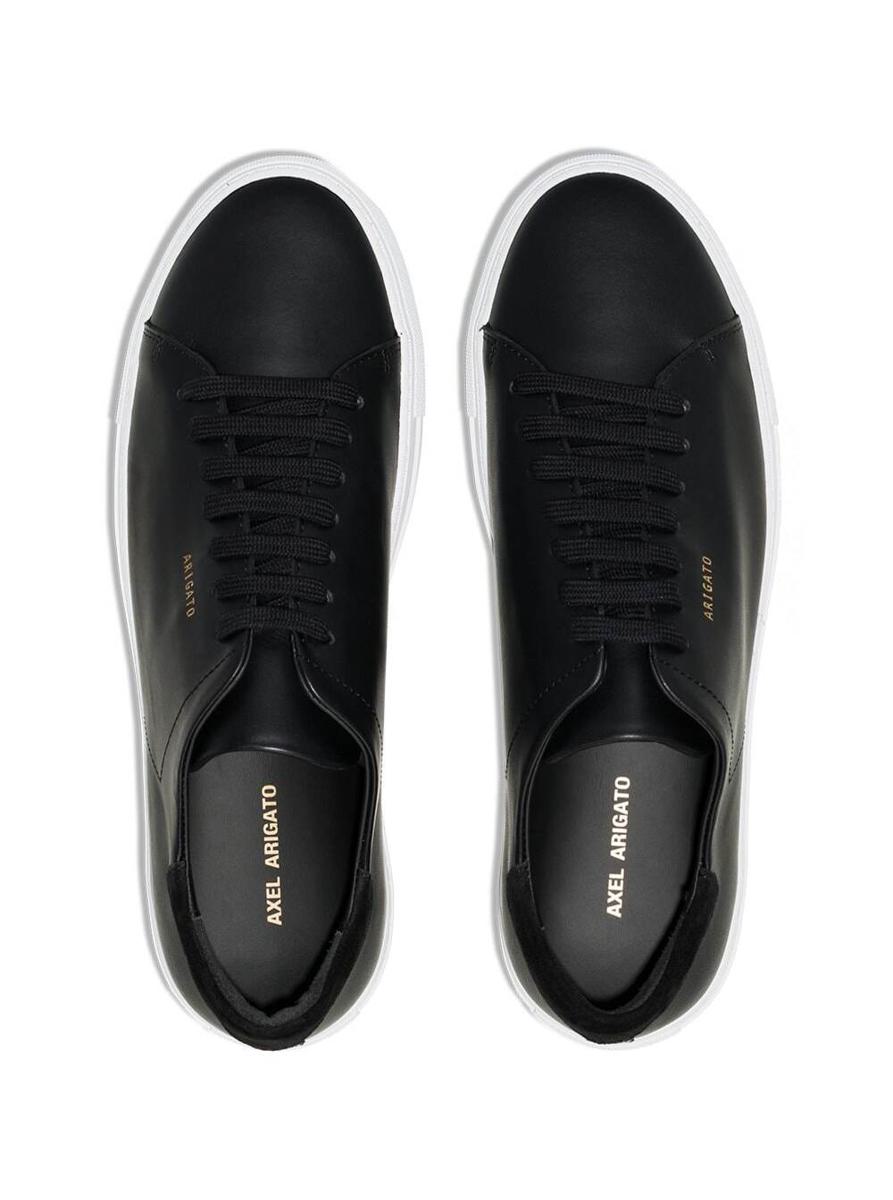 '90 Clean' Black Low Top Sneakers With Logo Lettering On The Side In Leather Man