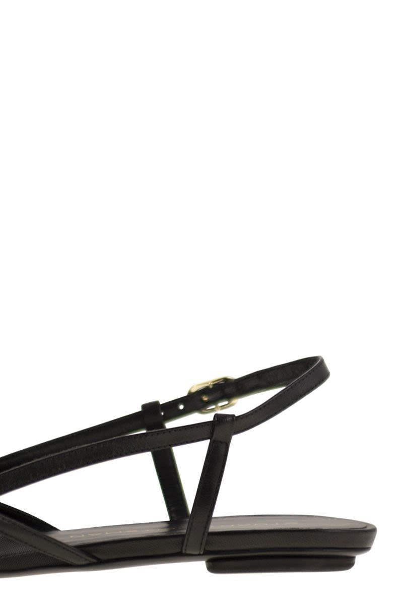 Stuart Weitzman Kitty - Leather And Transparent Fabric Slingback
