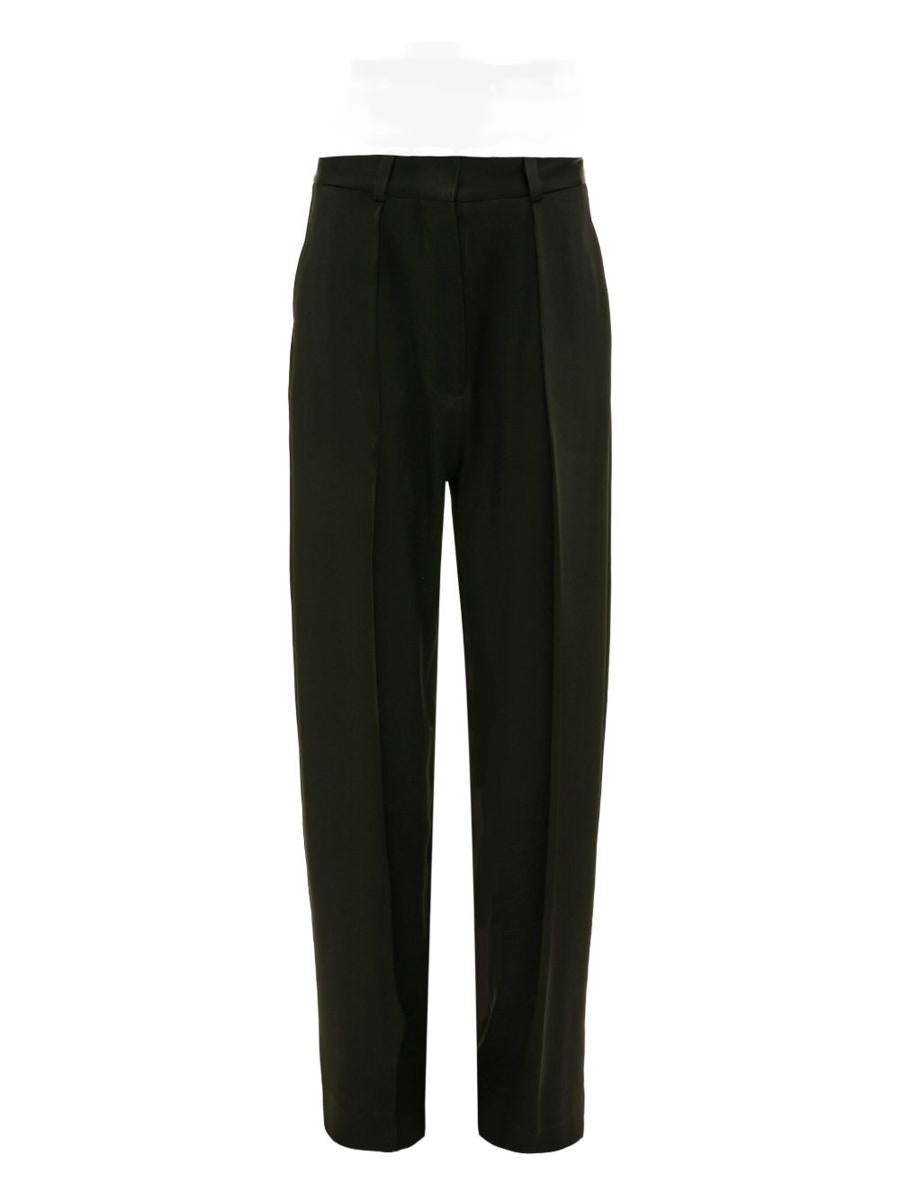 Victoria Beckham Wool Pleated Straight Trousers