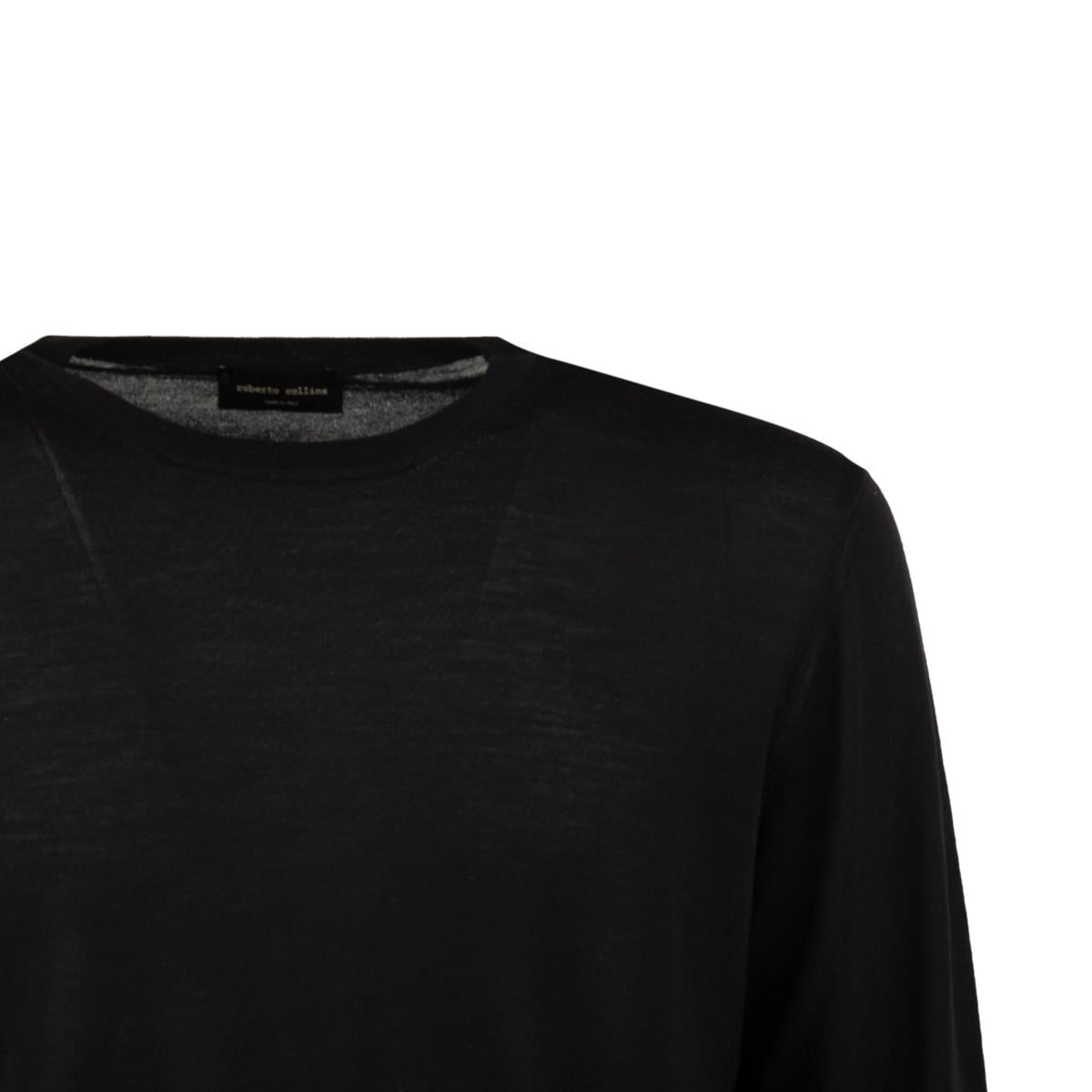 Roberto Collina Black Ultrafine Merino Wool Sweater