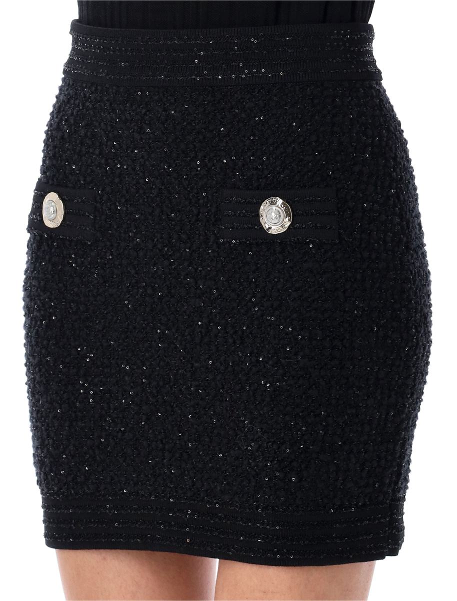 Balmain Sequins Tweed Mini Skirt
