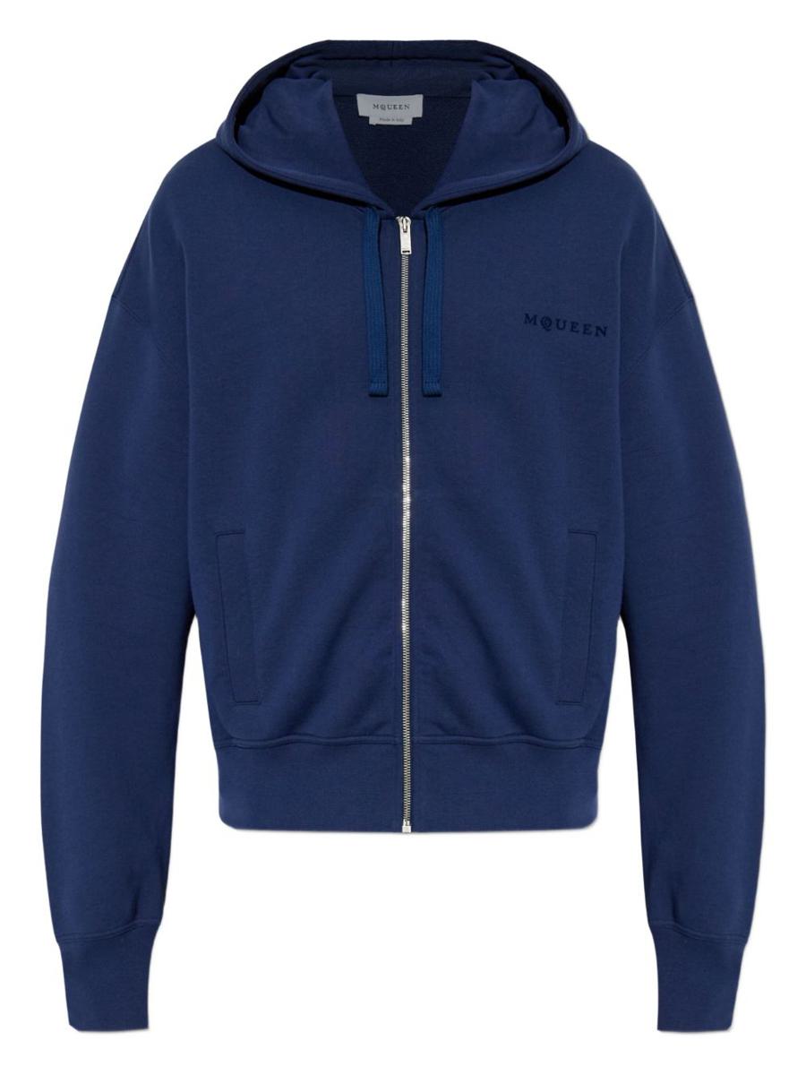 Alexander McQueen Blue Hoodie With Logo