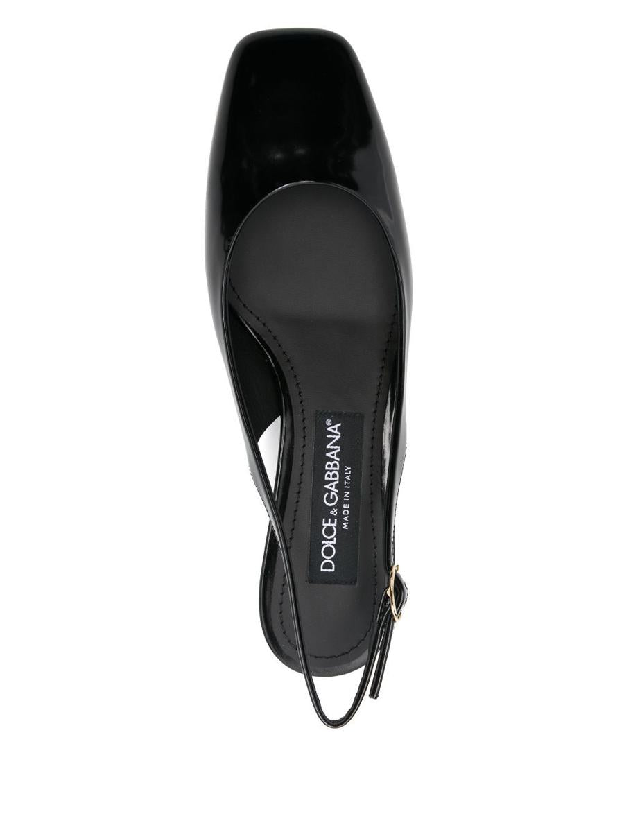 Dolce & Gabbana Logo-Heel Patent Leather Slingback Pumps Shoes
