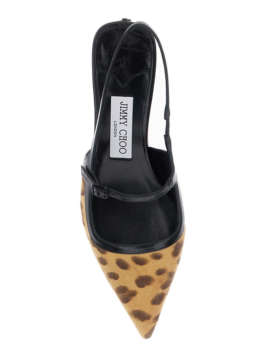 'Didi' Brown Slingback Pumps With Leopard Motif And Sculpted Heel In Leather Woman
