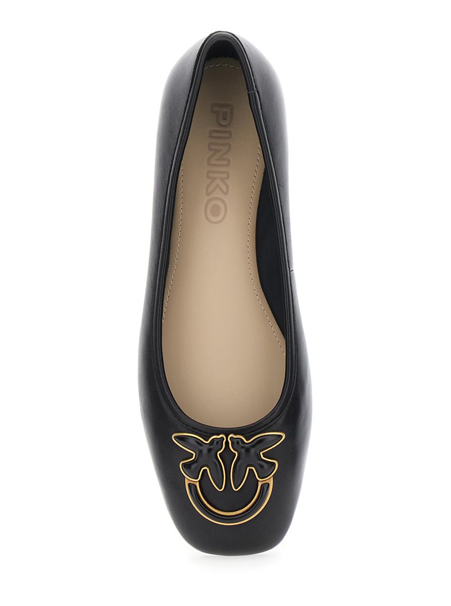 'Max' Black Ballet Shoes With Love Birds Diamond Cut Logo On The Front In Leather Woman