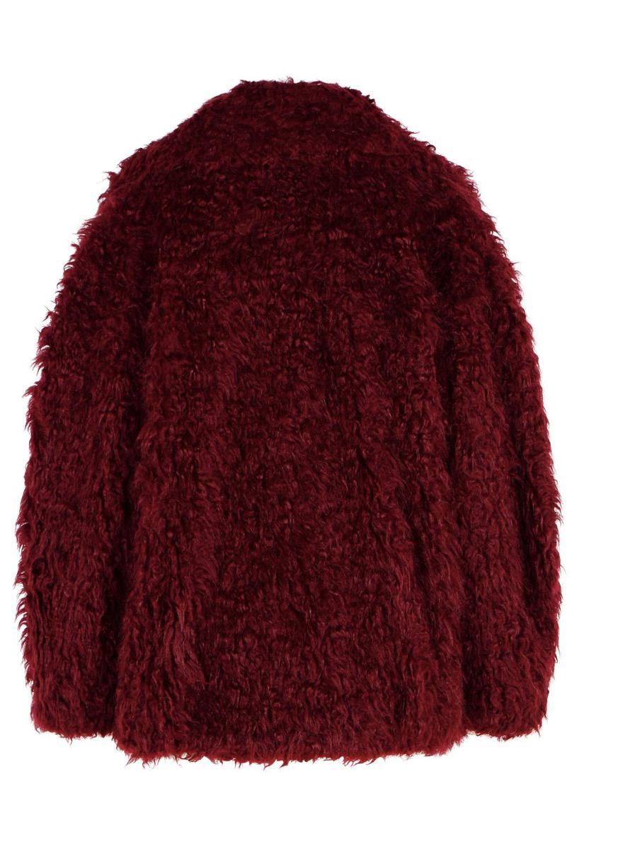 Msgm Burgundy Acrylic Blend Coat