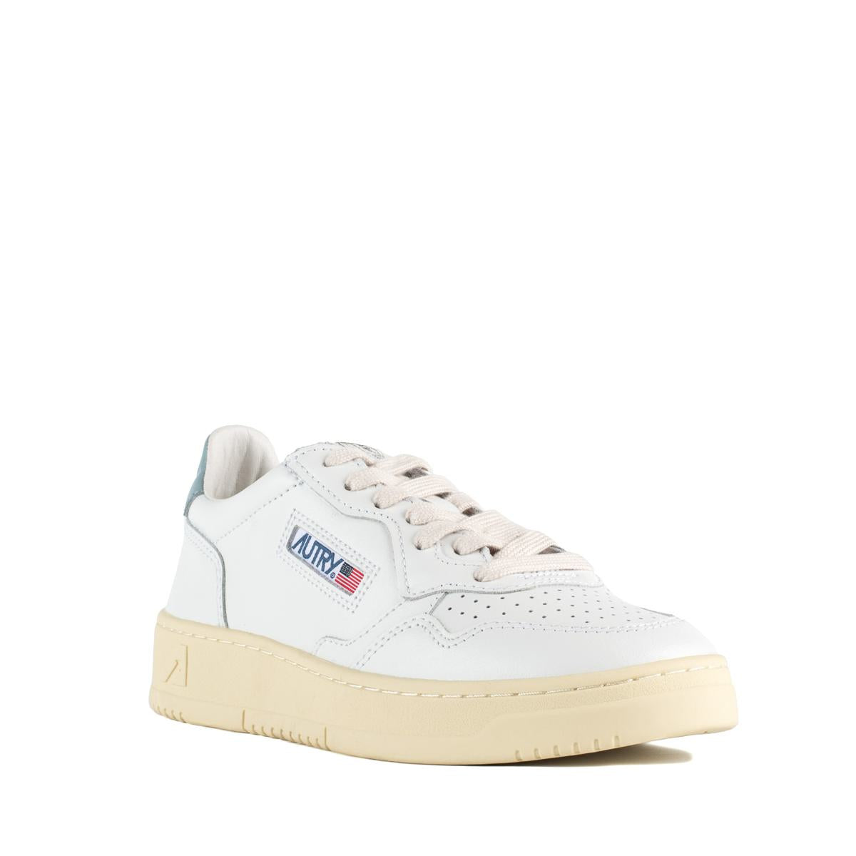 Autry Medalist Low Leather Sneakers Color White And Silver Blue