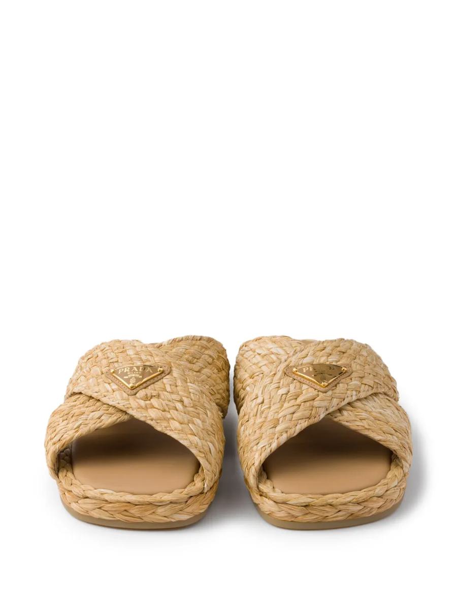 Prada Raffia Slides