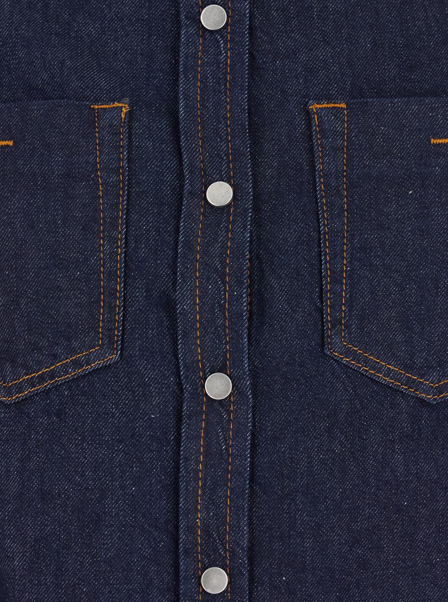 'Ben' Blue Shirt With Pointed Collar And Two Front Patch Pockets In Denim Woman