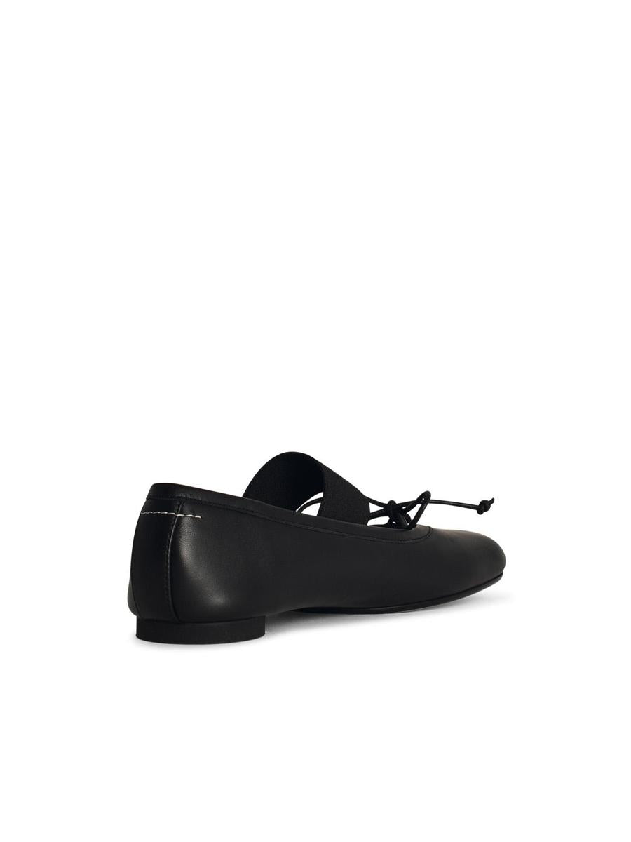 MM6 Maison Margiela Black Leather Ballet Flats