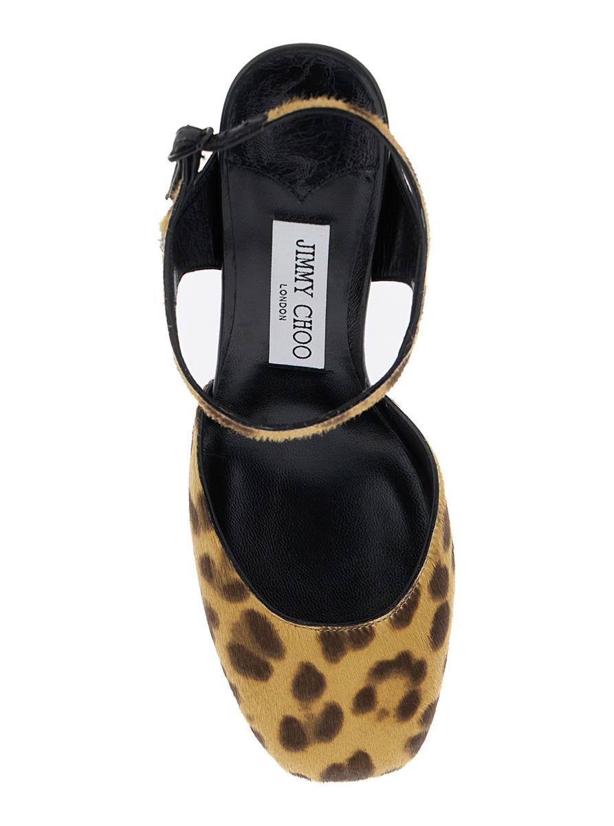'Pixie' Brown Pumps With High Sculpted Heel And All-Over Leopard Print In Tech Fabric Woman