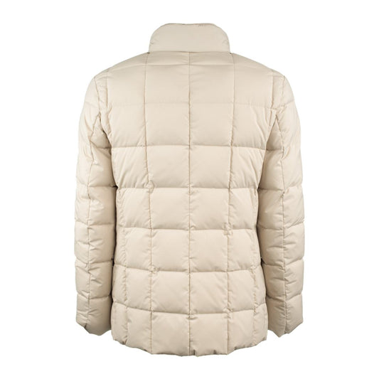 Fay Short Double Front Down Jacket In Canvas Mélange Beige