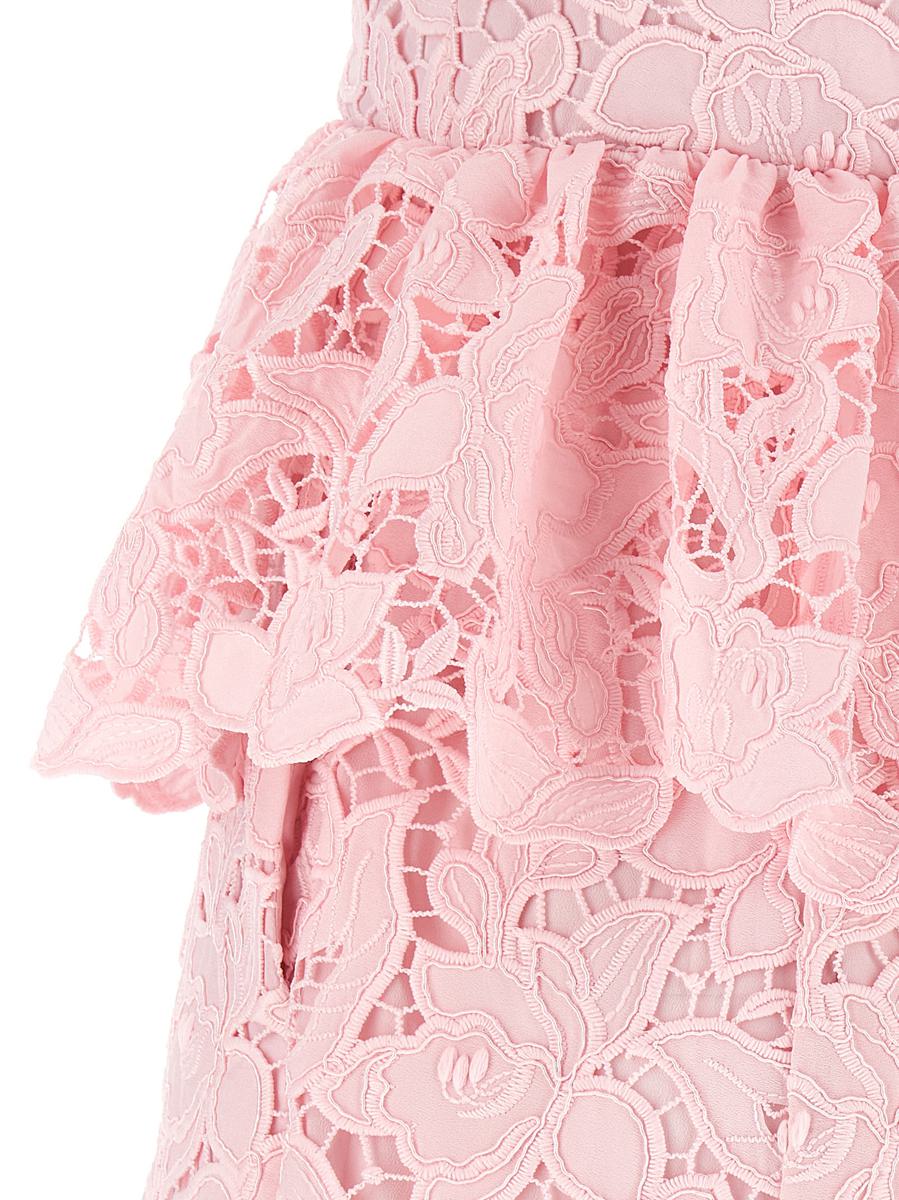 Self-Portrait 'Pink Lace Peplum Midi' Dress