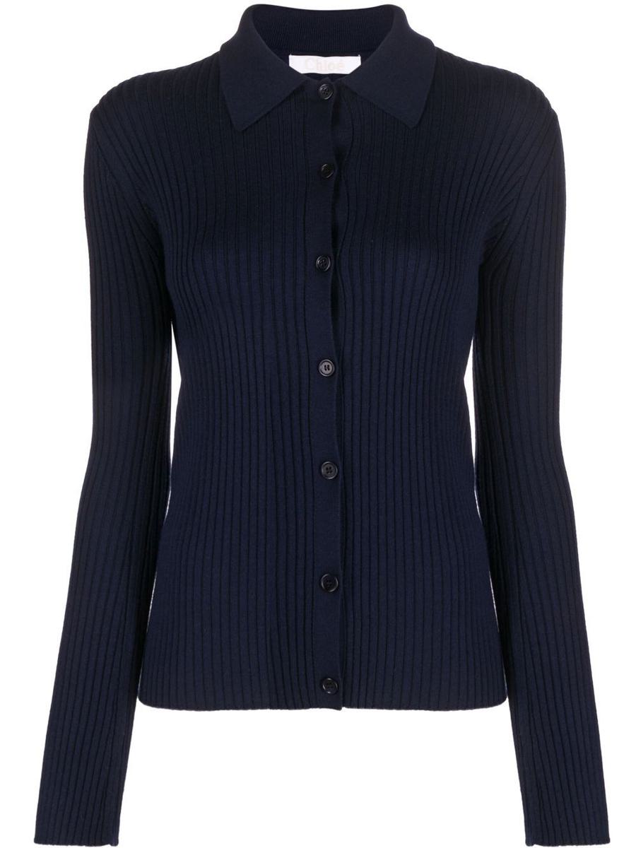 Chloé Long Sleeve Wool Polo Shirt