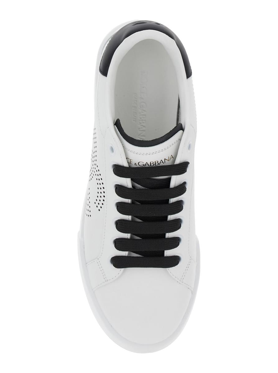 'Portofino Light' White Sneakers With Perforated Logo On The Side And Logo Patch On The Tongue In Leather Woman