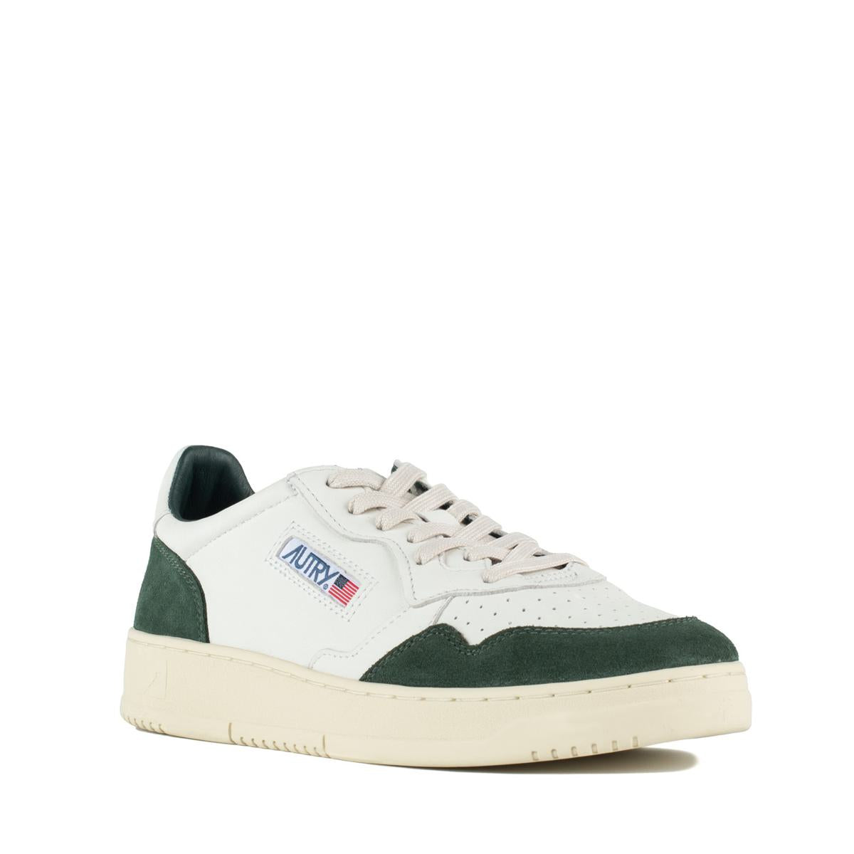 Autry Medalist Low White Leather And Suede Bottle Sneakers