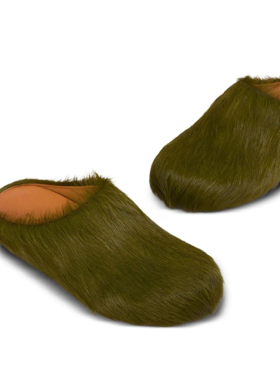 Marni Long Hair Calfskin Fussbett Sabot Shoes