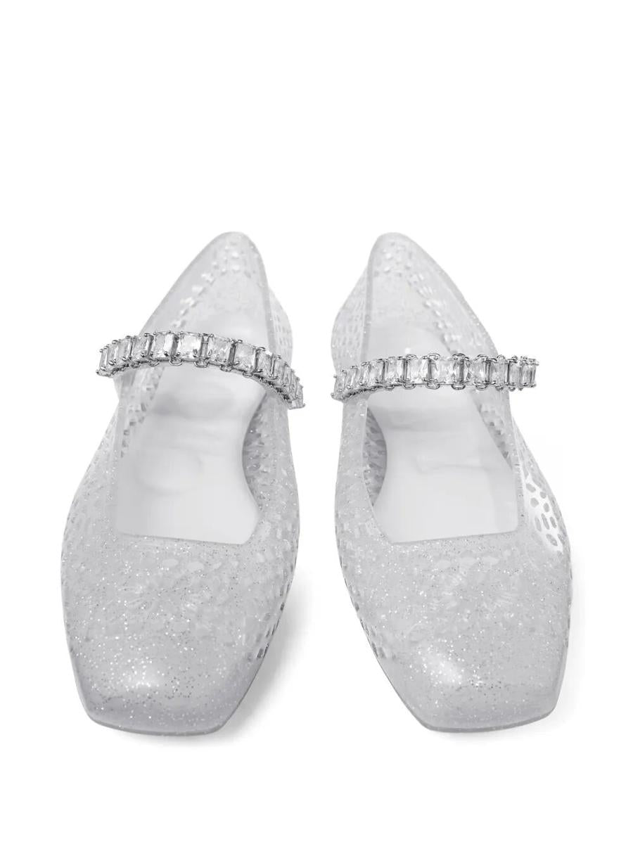 Jimmy Choo Clear Jelly Ballerina Flats With Crystal Embellishment Shoes