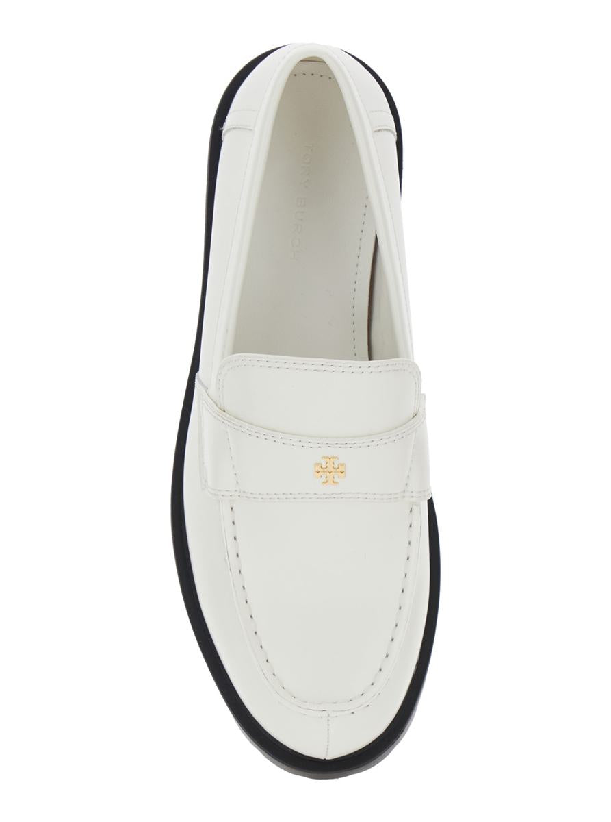 White Loafer With Logo Plate In Nappa Leather Woman