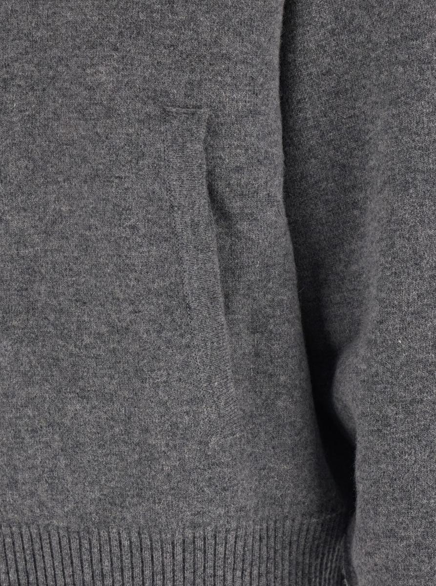 Grey Sweatshirt With Hood And Front Zip Closure In Wool And Cashmere Man