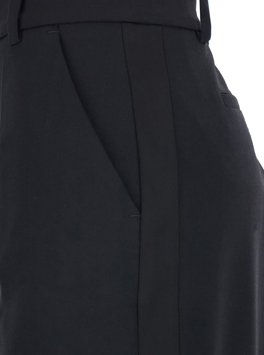 Black Pants With Wide Leg In Wool Stretch Woman