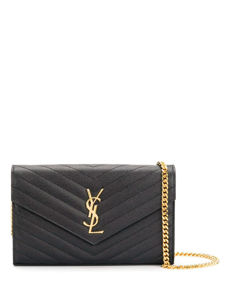 Saint Laurent Classic Cassandre Chain Wallet In Grain De Poudre Leather Bags