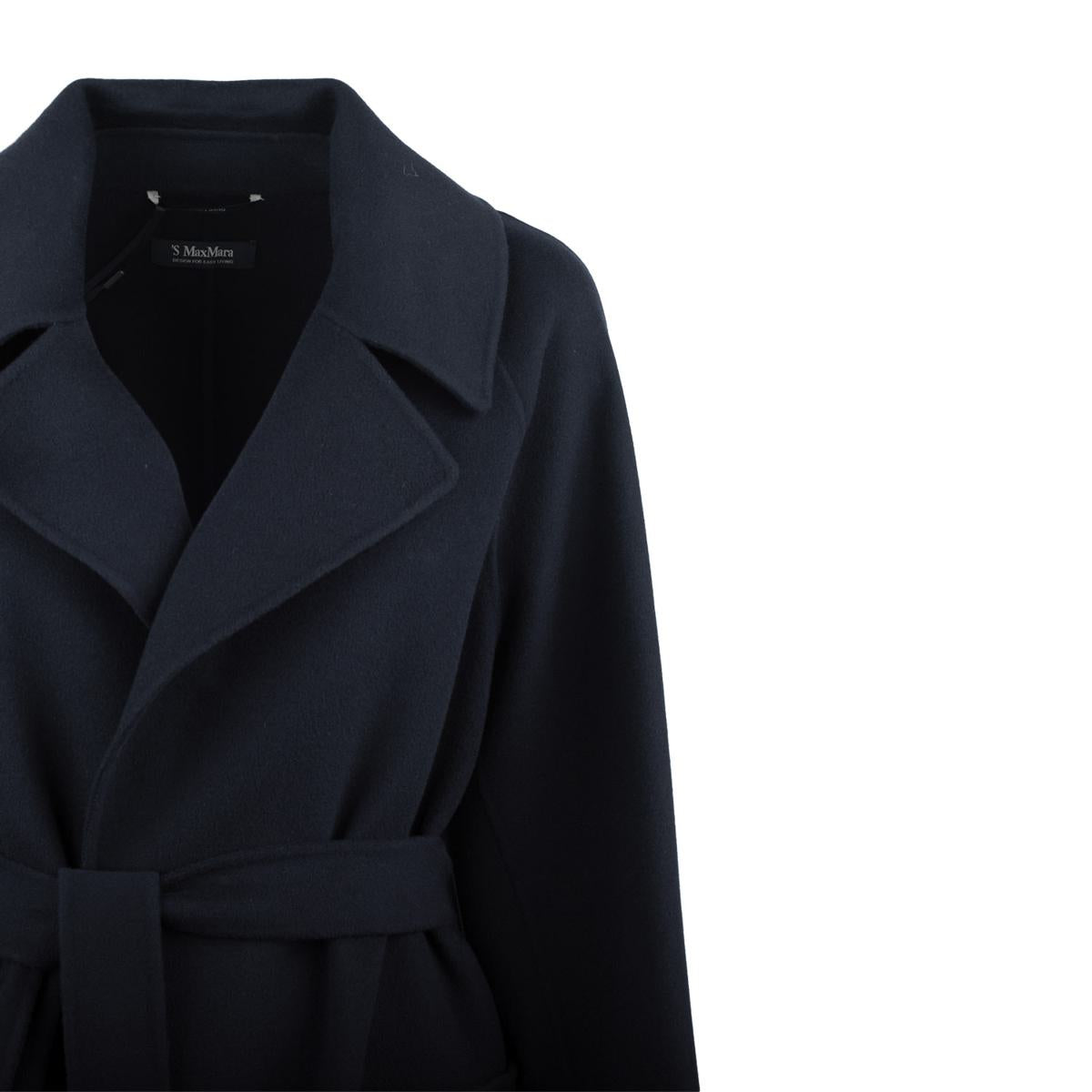 Max Mara Midnight Blue Wool Long Robe Coat
