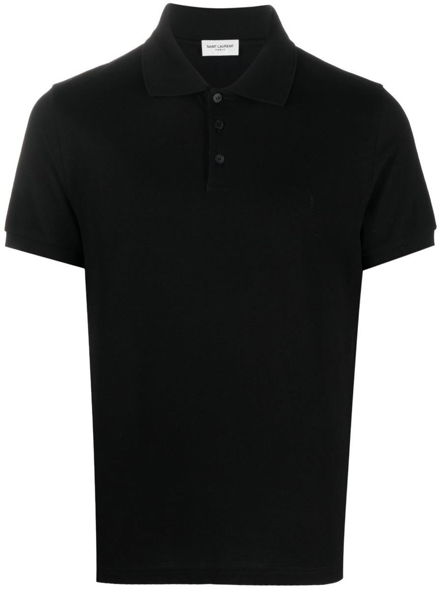Saint Laurent Cotton Piqué Cassandre Embroidery Polo Shirt Clothing