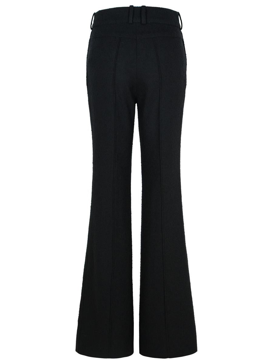 Patou Black Wool Blend Flare Pants