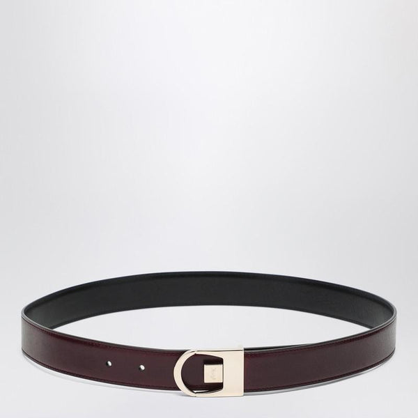 saint laurent reversible belt in black/burgundy