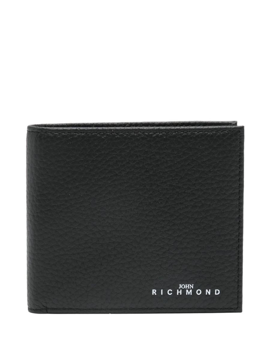 John Richmond Black Leather Wallet With Logo
