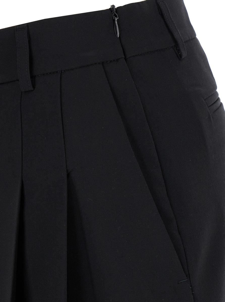 Black Pleated Miniskirt In Fabric Woman