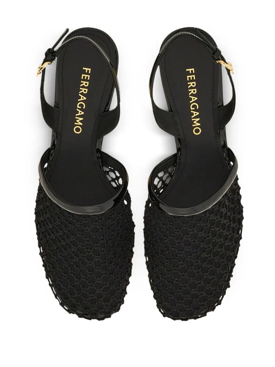 Salvatore Ferragamo Kay 40 Mesh And Leather Slingback Shoes