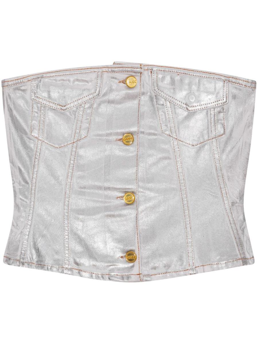 Ganni Organic Cotton Denim Corset