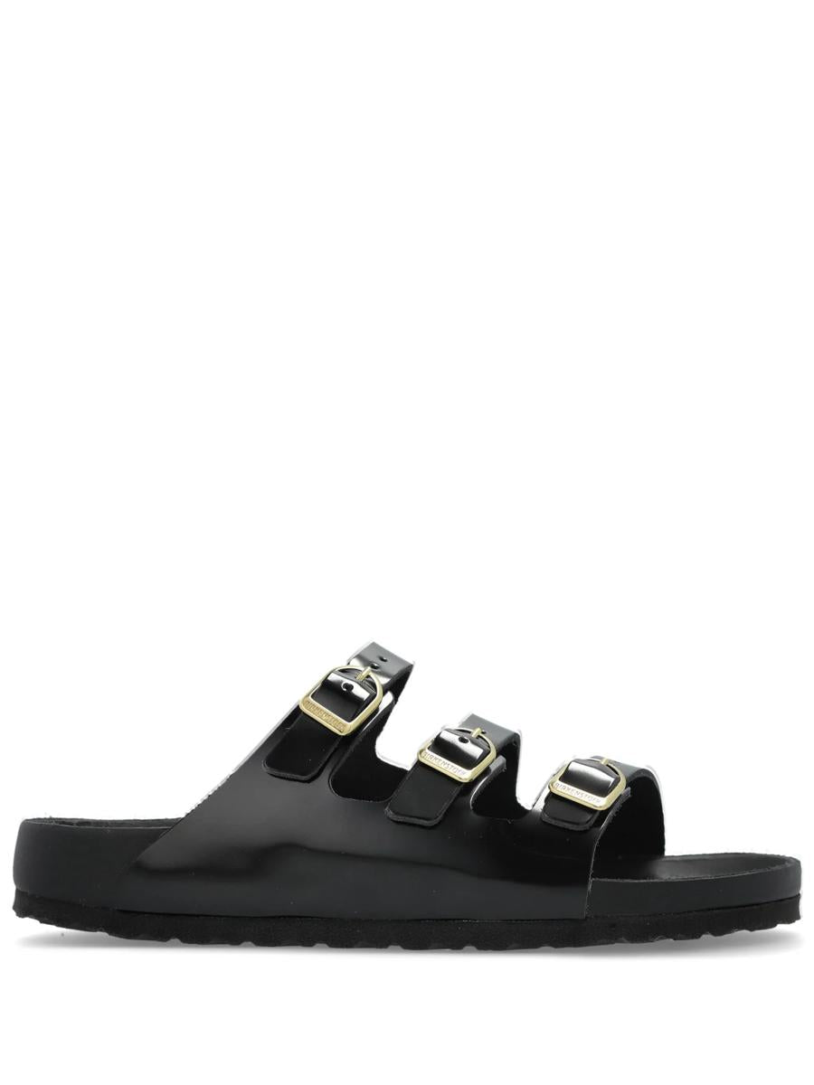 Birkenstock Florida Dbuckle Exquisite Shine Black, Natural Lea Shoes