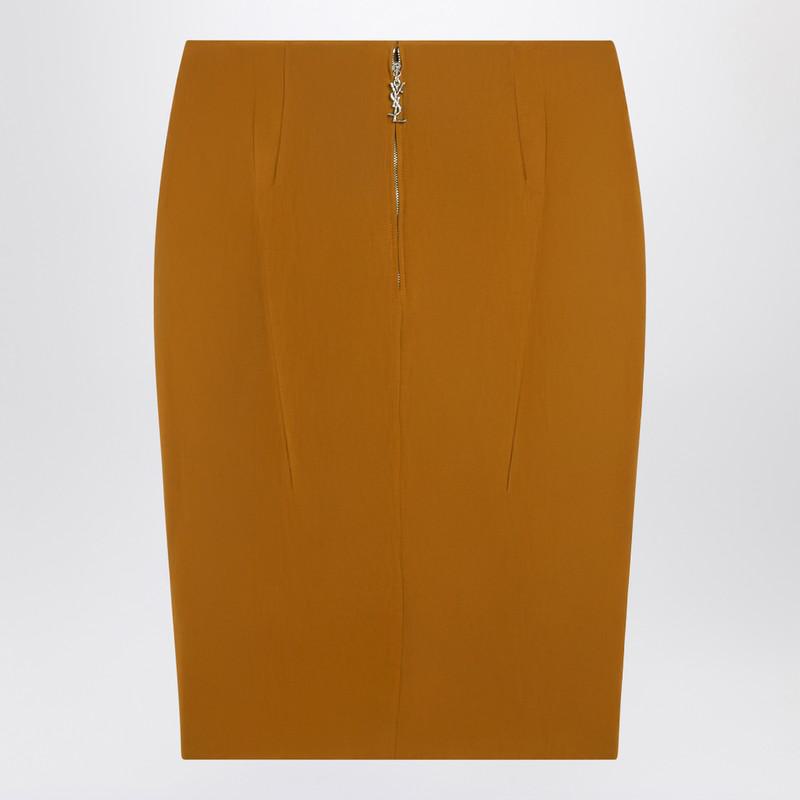Saint Laurent Ochre Yellow Satin Pencil Skirt