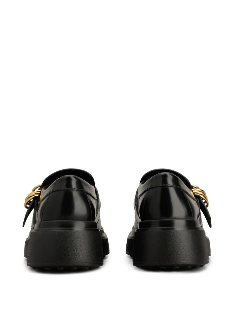 Tod'S Leather Chunky Loafers With Metal Buckle And Rings Shoes